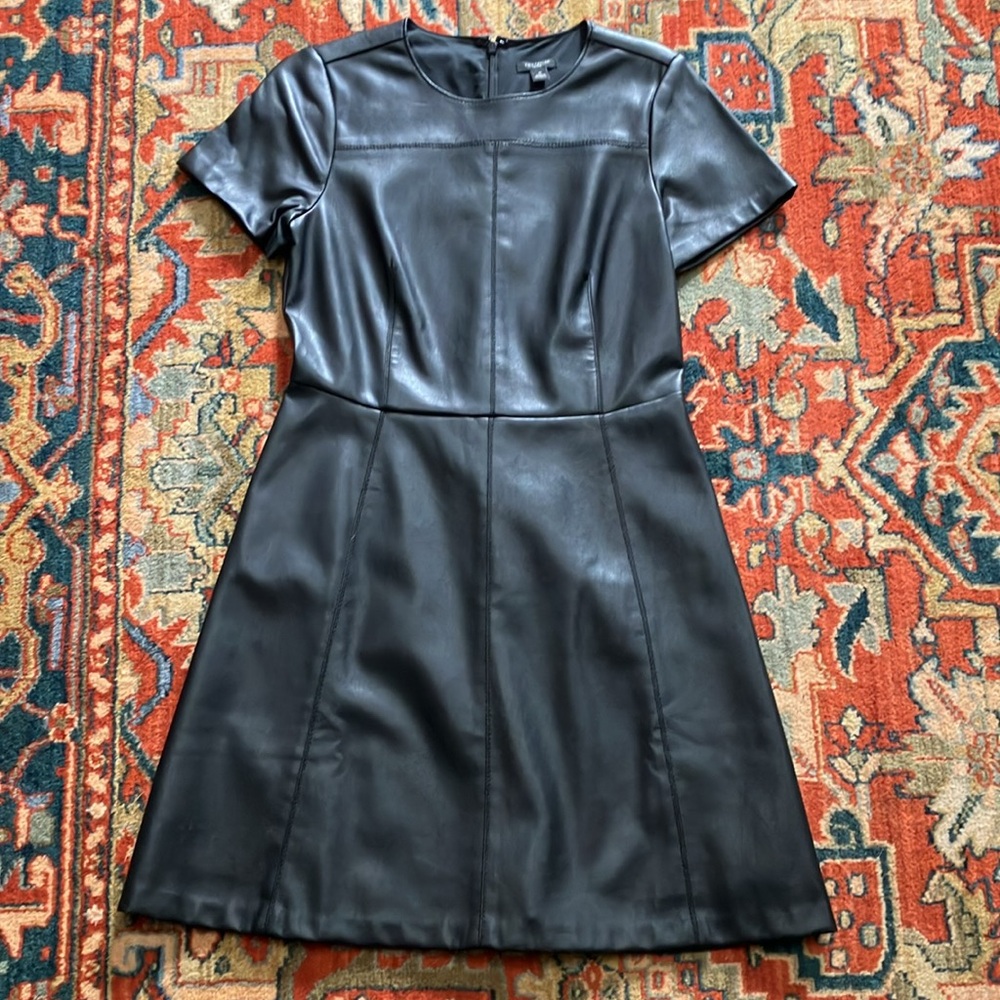 Ann Taylor Black Faux Leather Dress